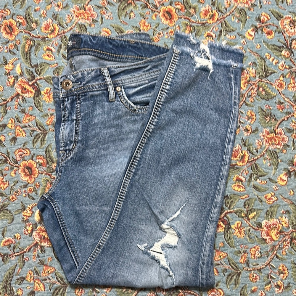 Silver Jeans Blue Skinny Distressed Denim
